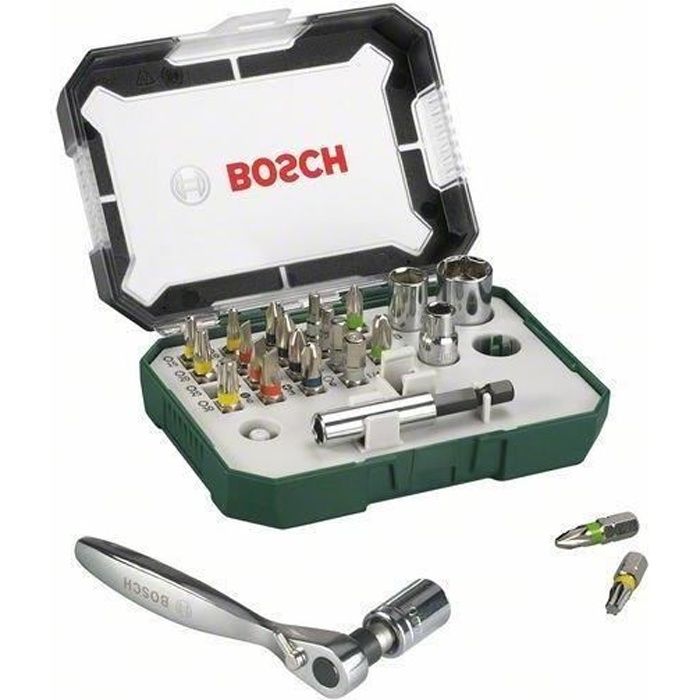 Coffret de vissage Bosch 26 pièces avec cliquet et douilles – photo 1