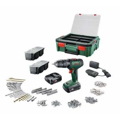 Perceuse-visseuse Bosch UniversalDrill 18 – 2 batteries 1,5 Ah et 241 accessoires – photo 1