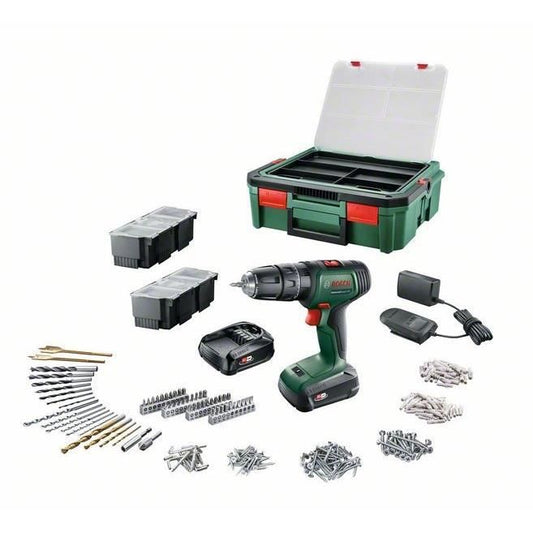 Perceuse-visseuse Bosch UniversalDrill 18 – 2 batteries 1,5 Ah et 241 accessoires – photo 1