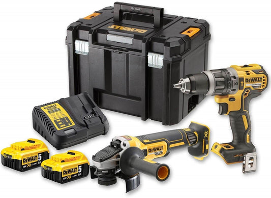 DeWalt DCK2020P2T accu set | DCD791 accuboormachine + DCG405 accu haakse slijper | 18v 5.0Ah Li-ion