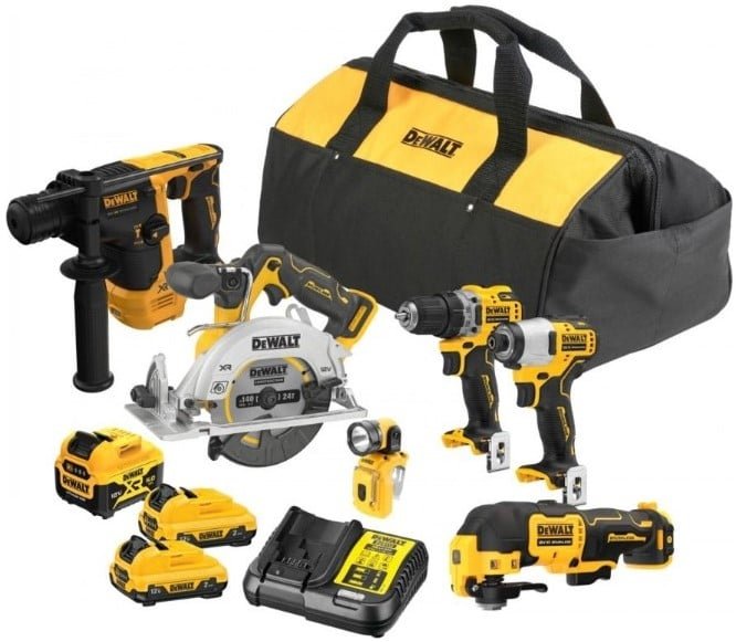 DeWalt DCK611P1D2-QW | 12V XR Brushless 6-kit voordeelset (DCD701+DCF801+DCS512+DCH072+DCS353+DCL510)