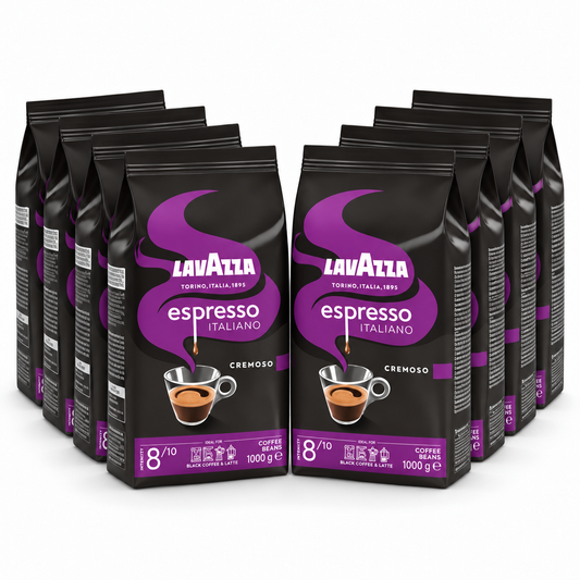 Lavazza Espresso Italiano Cremoso Coffee Beans – 8 × 1kg Bundle