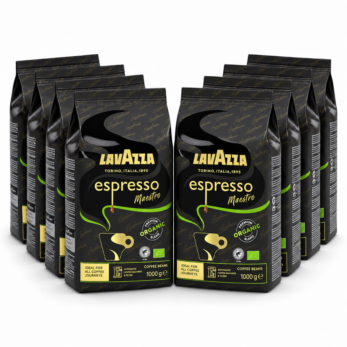 Lavazza Espresso Maestro Organic Coffee Beans – 8 × 1kg Bundle
