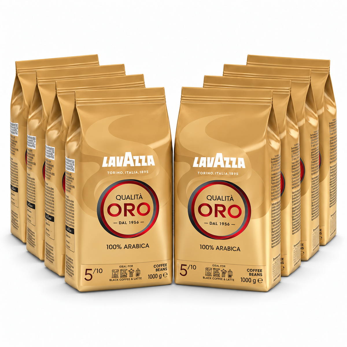 Lavazza Qualità Oro Coffee Beans – 8 × 1kg Bundle