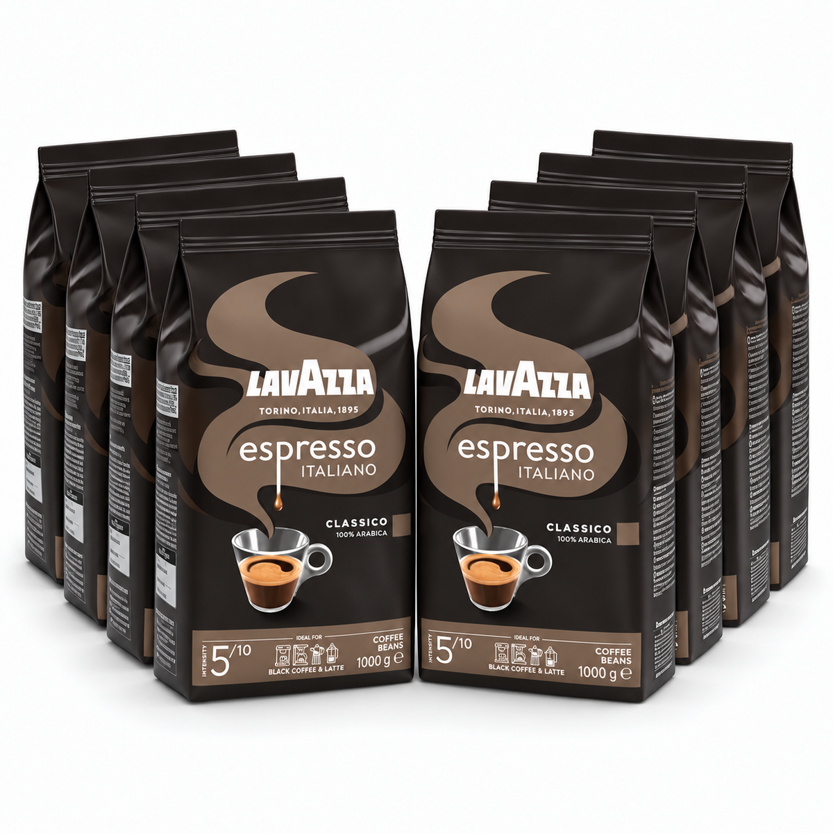 Lavazza Espresso Italiano Classico Coffee Beans – 8 × 1kg Bundle