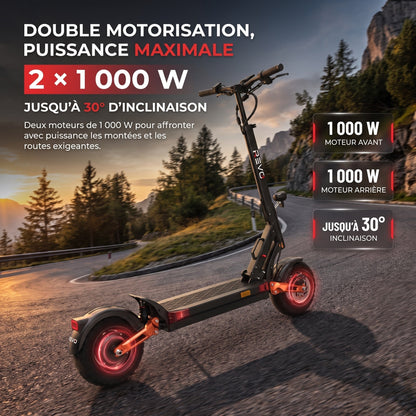 El-løbehjul REVO Titan X2 – to motorer à 1.000 W – rækkevidde op til 75 km – 60 V 18 Ah batteri – 10 tommer terrændæk