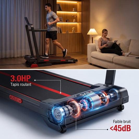 Foldbart løbebånd REVO Vantage – 3,0 hk – manuel hældning 16 % – 1–10 km/t – fjernbetjening