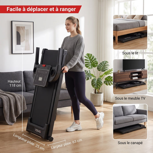 Foldbart løbebånd REVO Pace – op til 10 km/t – 12 programmer – maks. brugervægt 100 kg – LED-skærm