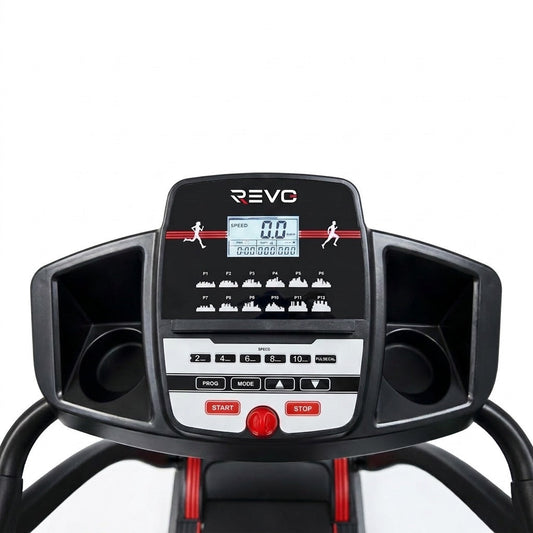 Foldbart løbebånd REVO Motion 14 – 0,8–14 km/t – 12 programmer – løbeflade 123 × 40 cm – maks. brugervægt 120 kg