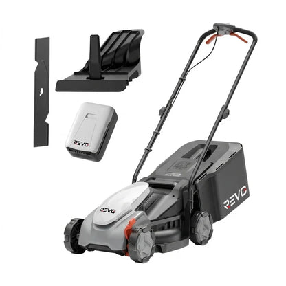Tondeuse à Gazon sans Fil REVO Garden 300 – 20 V – 33 cm – Batterie 5,0 Ah – 5 Hauteurs de Coupe – Bac 35 L – Jusqu’à 300 m²