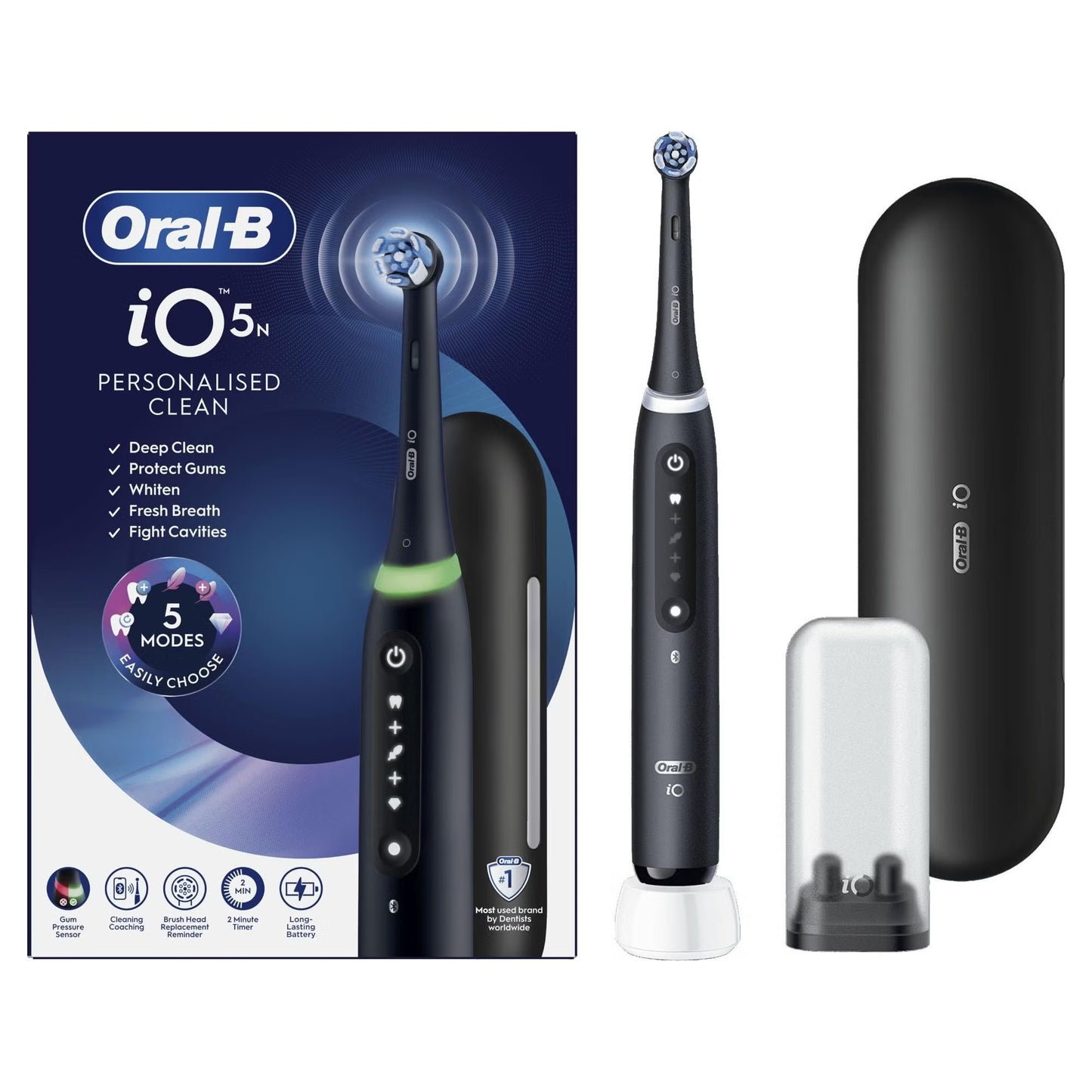 Oral-B iO 5N Elektrische Tandenborstel Zwart + 4 Opzetborstels