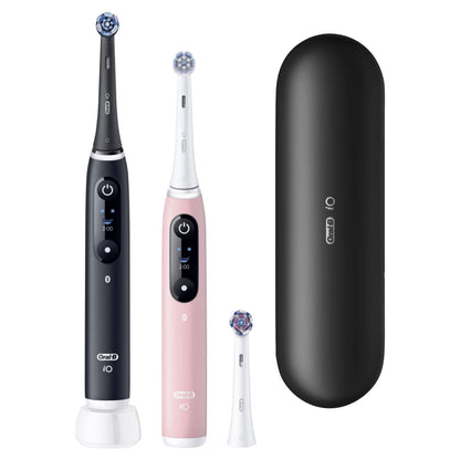 Oral-B iO 6 Elektrische Tandenborstels Zwart & Roze Duoverpakking + 10 Opzetborstels