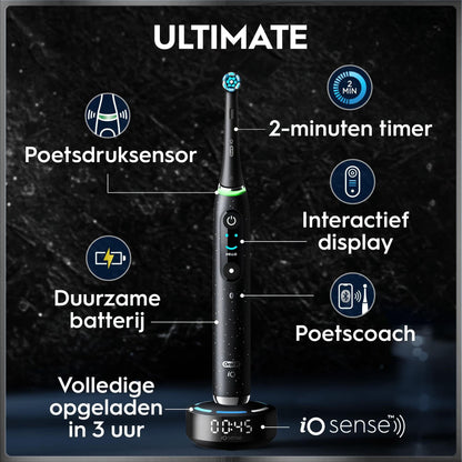 Oral-B iO 10 Elektrische Tandenborstel Cosmic Zwart + 4 Opzetborstels