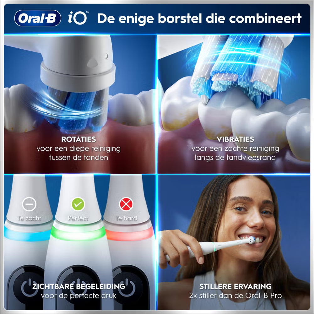 Oral-B iO 6 Elektrische Tandenborstels Wit & Roze Duoverpakking + 10 Opzetborstels