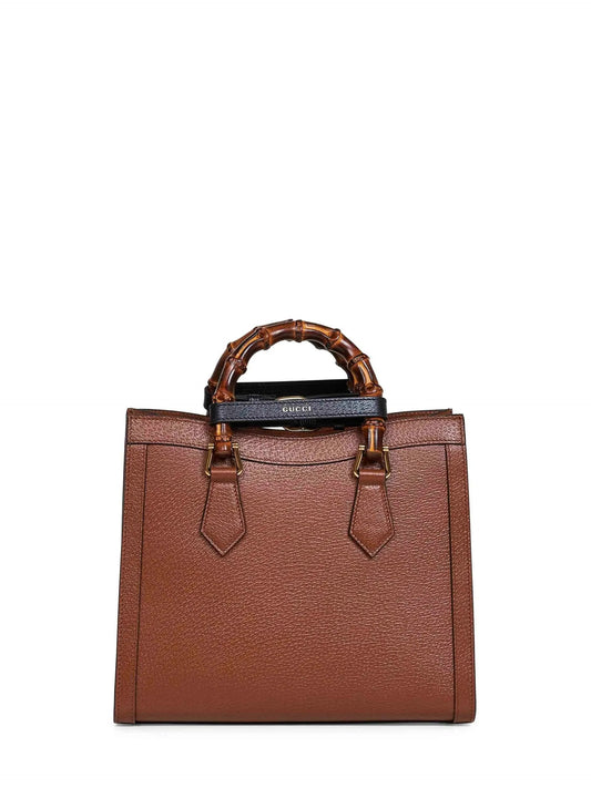 Gucci Diana-tas van glad bruin leer, 27 cm