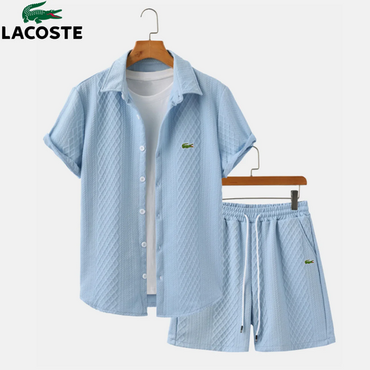2026 Heren zomer gebreide overhemd- en shortset || Uitverkoop