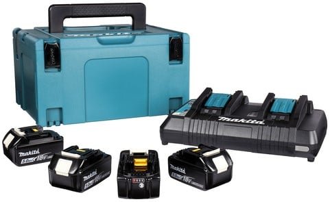 Makita Accessoires 18V Li-Ion accu starterset 197626-8 (4x BL1850B 5.0Ah) + duolader