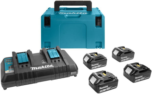 Makita Accessoires 18V Li-Ion accu starterset 197626-8 (4x BL1850B 5.0Ah) + duolader