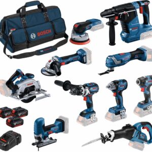 Bosch Professional – ensemble de 10 outils 18 V avec 3 batteries de 5,0 Ah et chargeur – photo 1