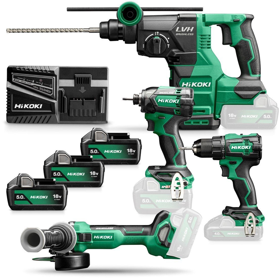 HiKOKI KC18DEWHZ – ensemble de 4 outils 18 V en sac avec 3 batteries de 5,0 Ah – photo 1