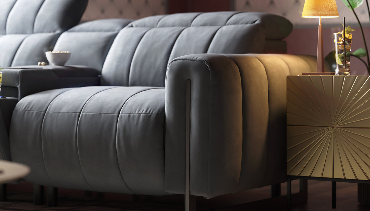 The Paramount – 3 Corner 1.5 Power Recliner Sofa with Headrest – Grey
