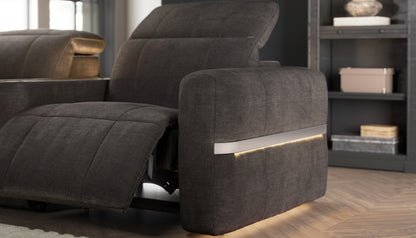 Lumiere – 3 Corner 3 Power Recliner Sofa with Headrest and Console – Brown