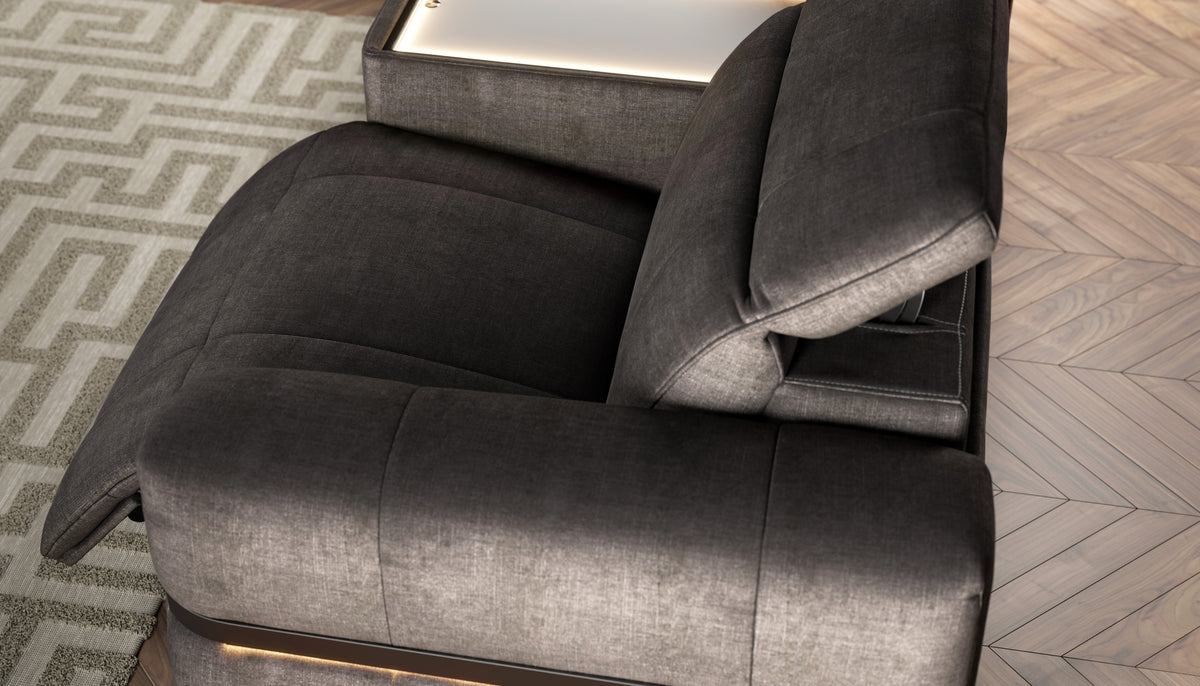 Lumiere – 3 Corner 3 Power Recliner Sofa with Headrest and Console – Brown