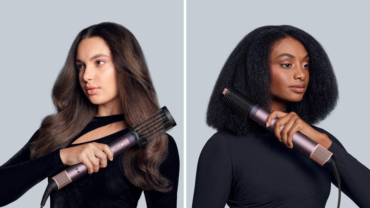 A model uses the Tension comb 2x to lengthen and straighten her hair.