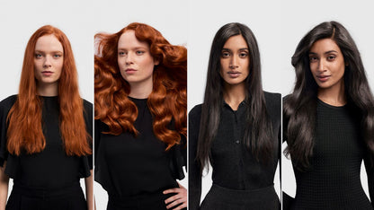 Different straight and wavy styles before and after using the Dyson Airwrap ID.