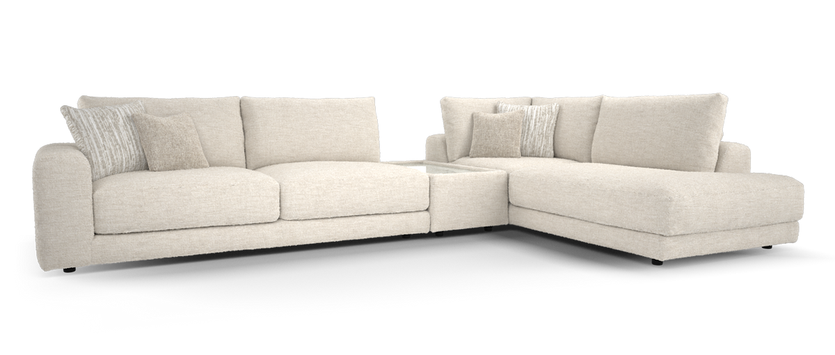 Amalfi – 3 Corner 1 Chaise Sofa with Console – Cream
