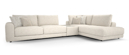 Amalfi – 3 Corner 1 Chaise Sofa with Console – Cream