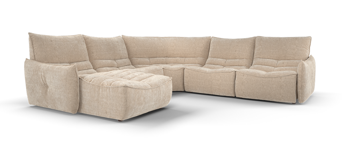Santoro – Chaise 2 Corner 2 Sofa with Single Power Recliner – Brown
