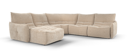 Santoro – Chaise 2 Corner 2 Sofa with Single Power Recliner – Brown