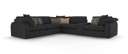 Castello – 3 Corner 3 Sofa with Buttoned Console – Black