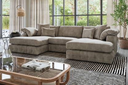 Castello – 3 Corner 3 Sofa with Buttoned Console – Black
