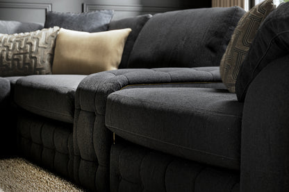 Castello – 3 Corner 3 Sofa with Buttoned Console – Black