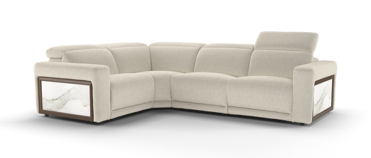 Manor – 1.5 Corner 3 Power Recliner Sofa with Headrest – Beige