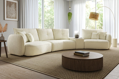 Sydney – Large Curved Sofa with Console – Beige