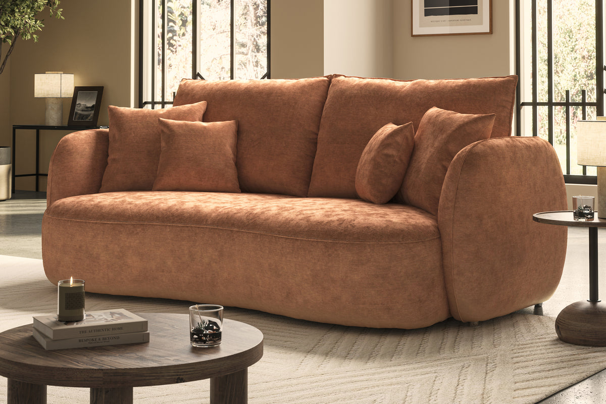 Sydney – Large Curved Sofa with Console – Beige