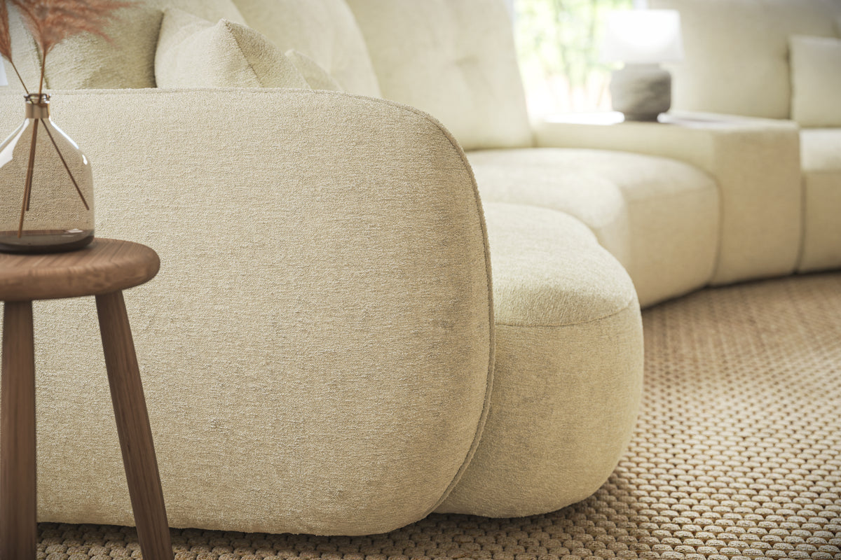 Sydney – Large Curved Sofa with Console – Beige