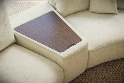 Sydney – Large Curved Sofa with Console – Beige