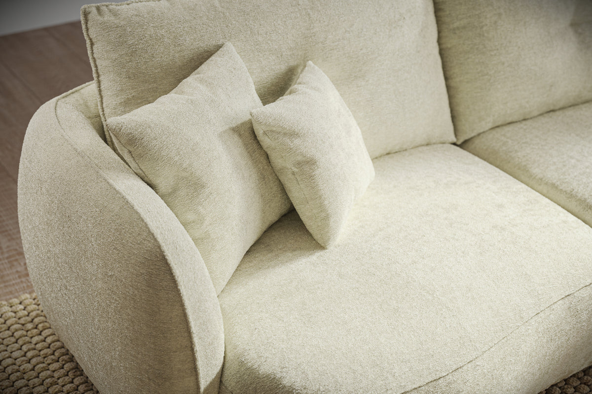 Sydney – Large Curved Sofa with Console – Beige