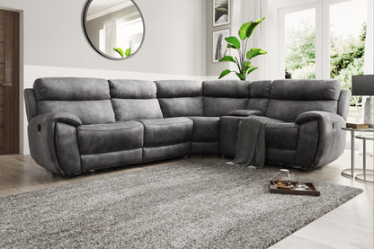 Radleigh – 2.5 Corner 1.5 Triple Recliner Sofa with Smart Console – Grey