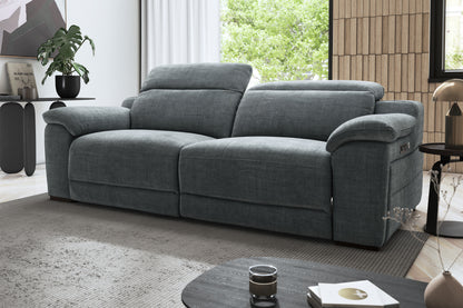 Portland – 1.5 Corner 3 Power Recliner Sofa with Headrest and Console – Grey