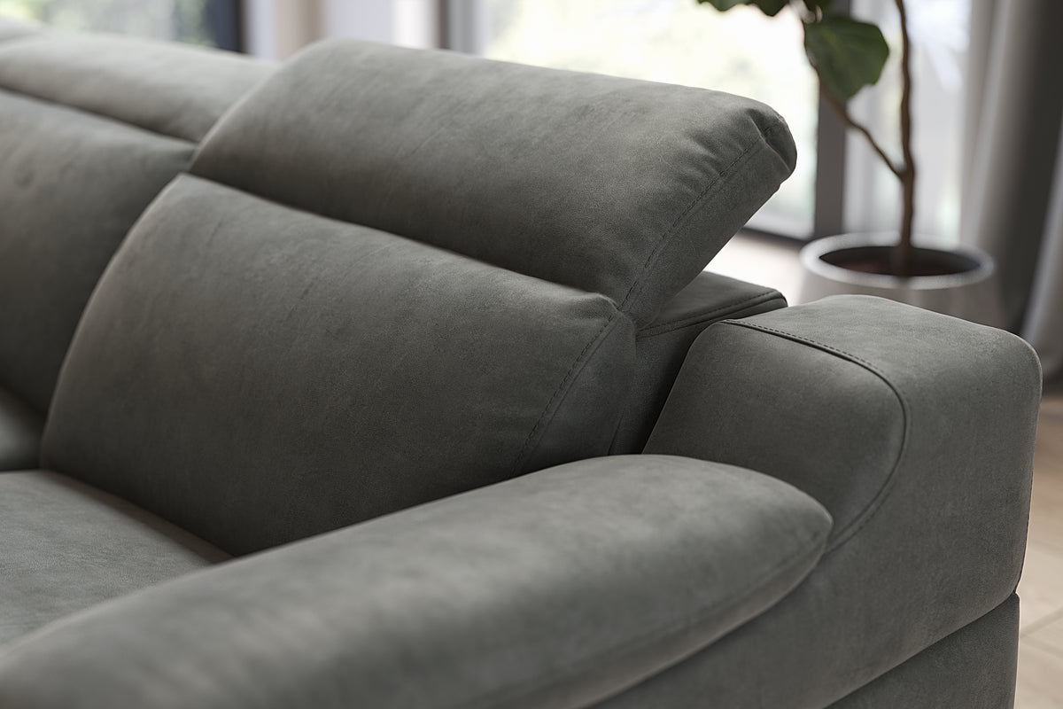 Portland – 1.5 Corner 3 Power Recliner Sofa with Headrest and Console – Grey