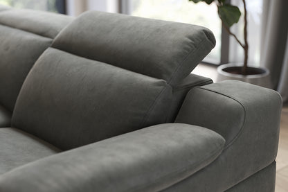 Portland – 1.5 Corner 3 Power Recliner Sofa with Headrest and Console – Grey