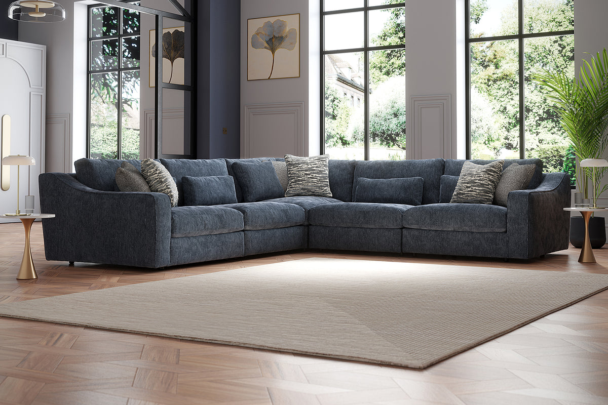 Bellagio – 3 Corner 3 Sofa with Reversible Feather Flex Interior – Blue
