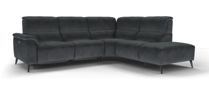 Bailey – 3 Corner 1.5 Chaise Sofa with Power Recliner & Headrest – Black