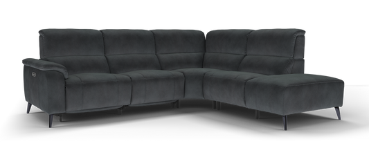 Bailey – 3 Corner 1.5 Chaise Sofa with Power Recliner & Headrest – Black