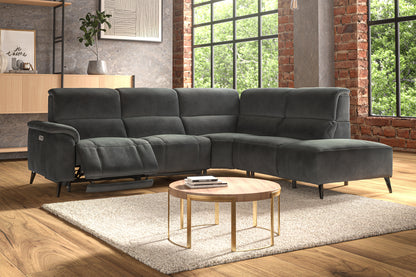 Bailey – 3 Corner 1.5 Chaise Sofa with Power Recliner & Headrest – Black